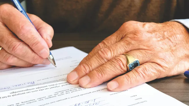signing a document